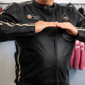 RYINZ kožená moto bunda Vintage s CE2 chrániči kloubů černá