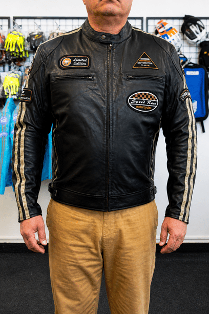 RYINZ kožená moto bunda Vintage s CE2 chrániči kloubů černá - Image 2