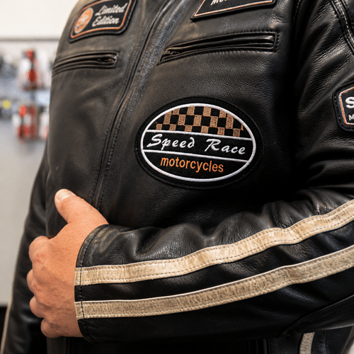 RYINZ kožená moto bunda Vintage s CE2 chrániči kloubů černá - Image 3