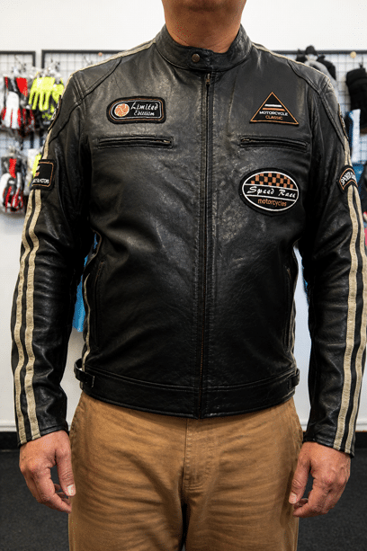 RYINZ kožená moto bunda Vintage s CE2 chrániči kloubů černá - Image 4