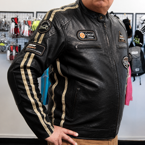 RYINZ kožená moto bunda Vintage s CE2 chrániči kloubů černá - Image 5